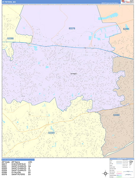 St. Peters, MO Zip Code Map